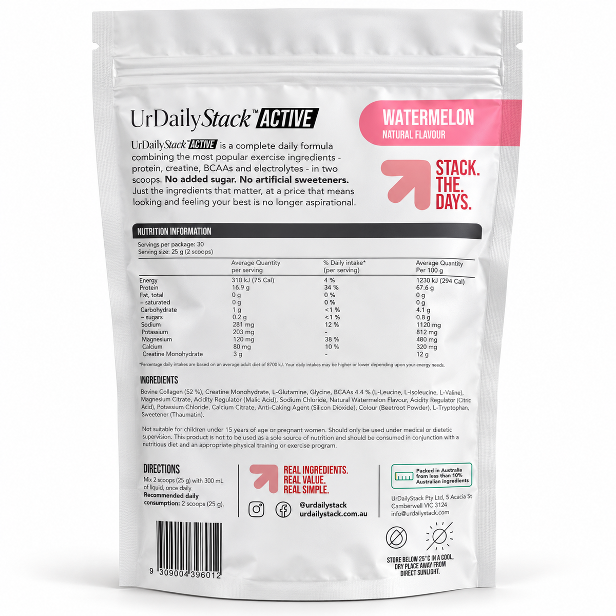 UrDailyStack Active - Collagen Protein, Electrolytes & Creatine in one powder.