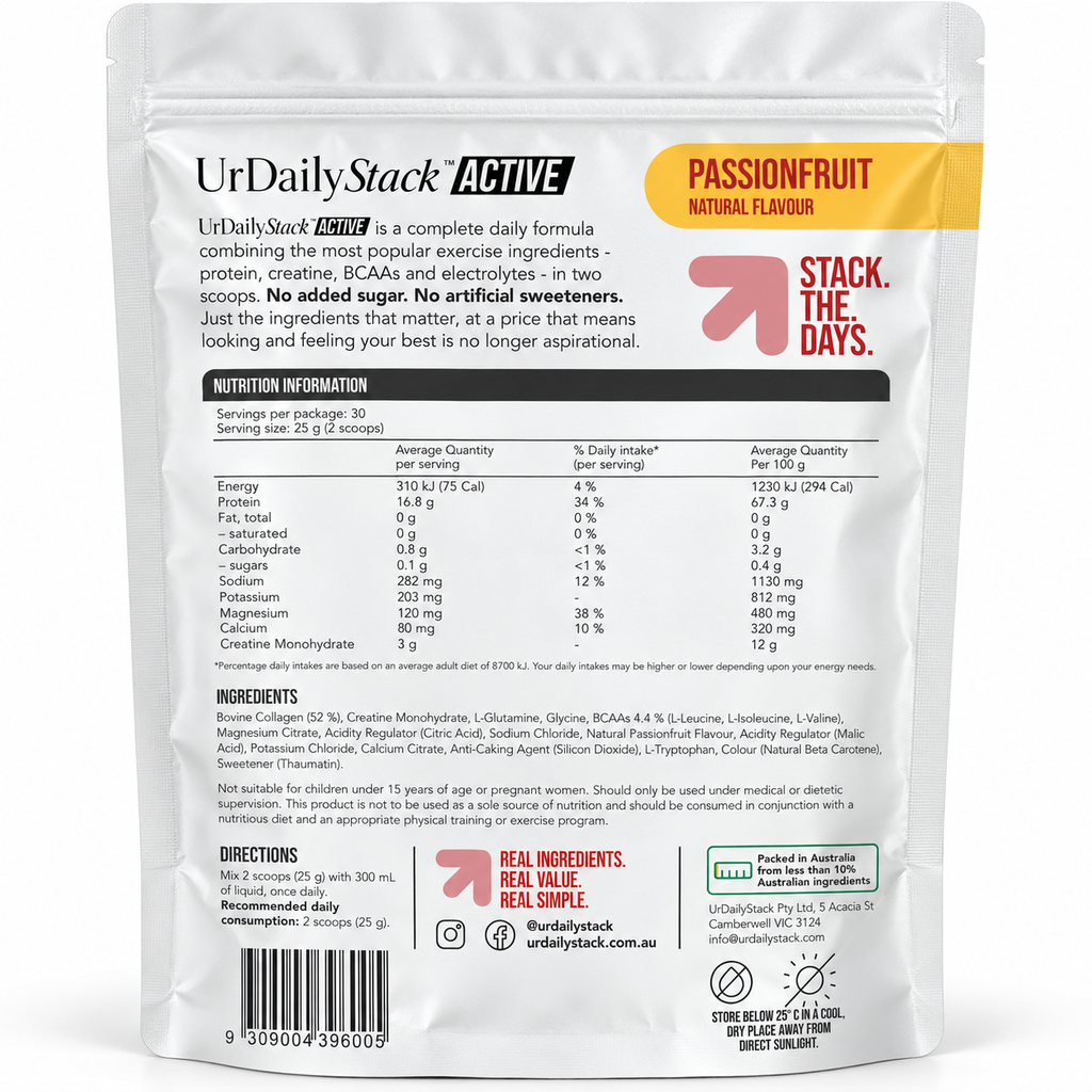UrDailyStack Active - Collagen Protein, Electrolytes & Creatine in one powder.